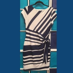 Adorable mixed navy and white stripe knit dress